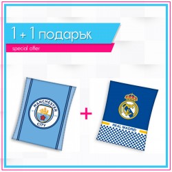 Детско висококачествено одеяло 1+1  Manchester City + Real Madrid