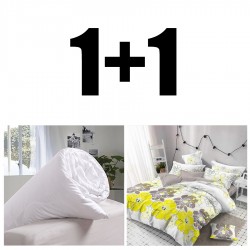 Двойно спално бельо Меган сатен в комплект с олекотена завивка