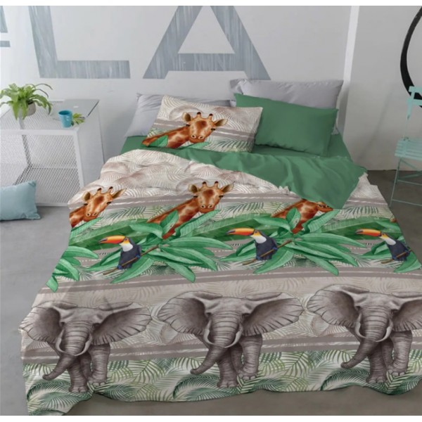 Детско спално бельо ранфорс Сафари