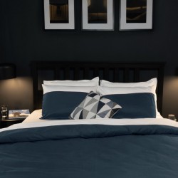 Спално бельо памучен сатен Dark Blue and White единично