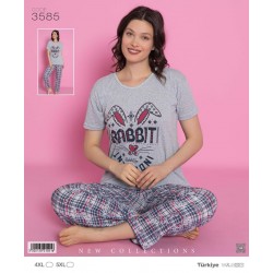 Памучна дамска пижама Зайче XXL