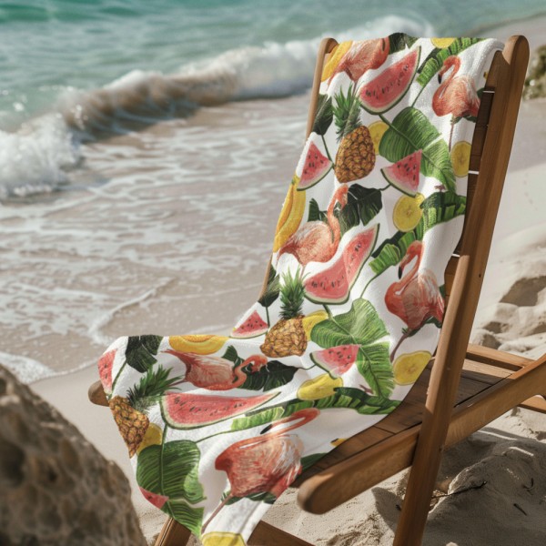 Памучна плажна кърпа Tropic Flamingo