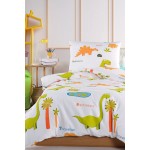 Единично спално бельо ранфорс с динозавърчета