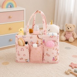 Комфортна чанта за бебешки принадлежности и преобличане в розово 30/20/21
