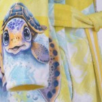 Детски халат Turtle DF печат с качулка M