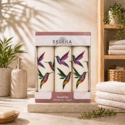 3бр. Хавлиени кърпи с птичета и бродерия 30/50